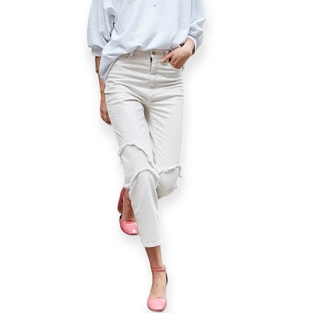 Rachel Comey Ticklers Frayed Straight Leg Cropped Runway Jeans
